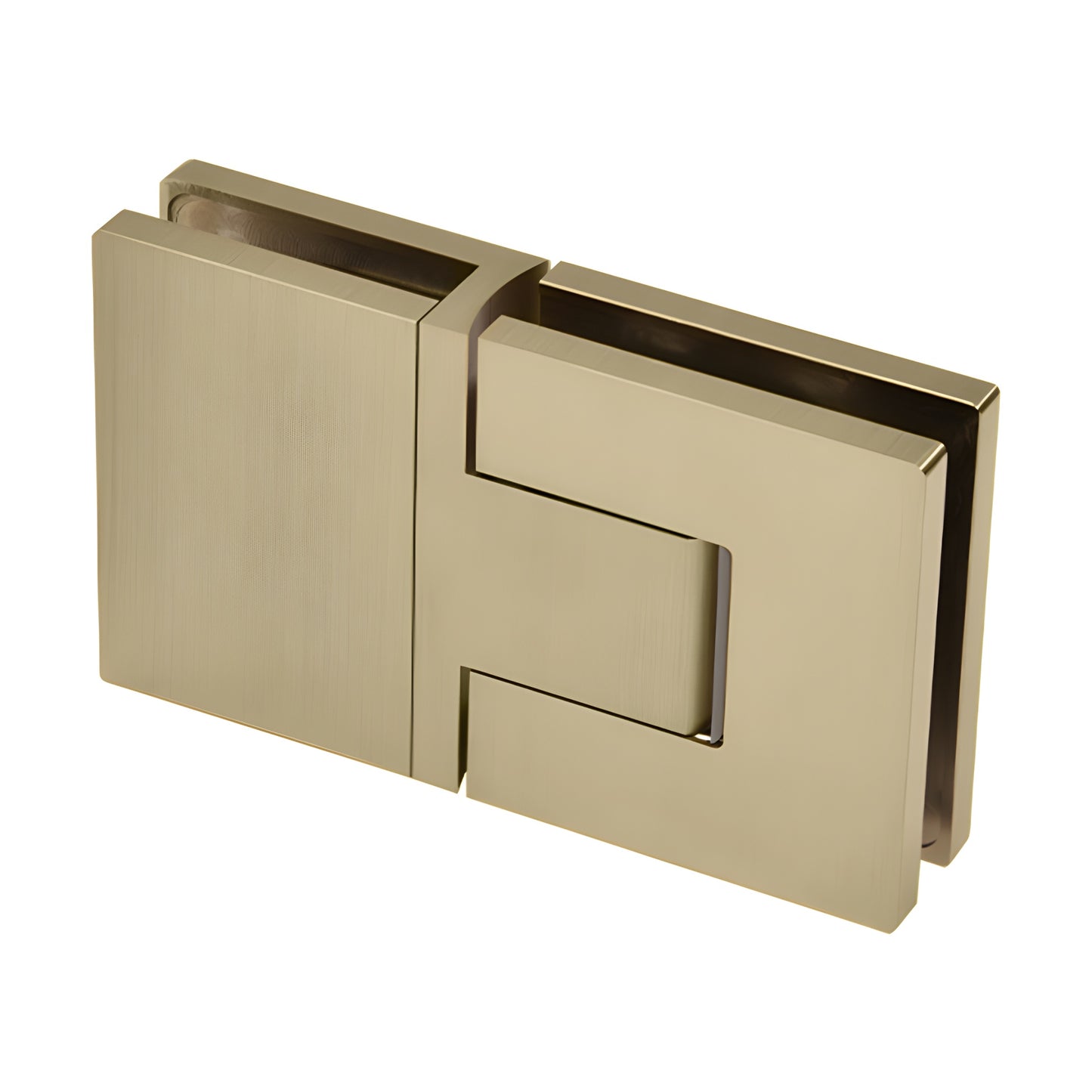 Bellagio concealed square shower door hinge in brushed bronze for 8-10mm glass, supports up to 39" door (SKU BEL380BBRZ)