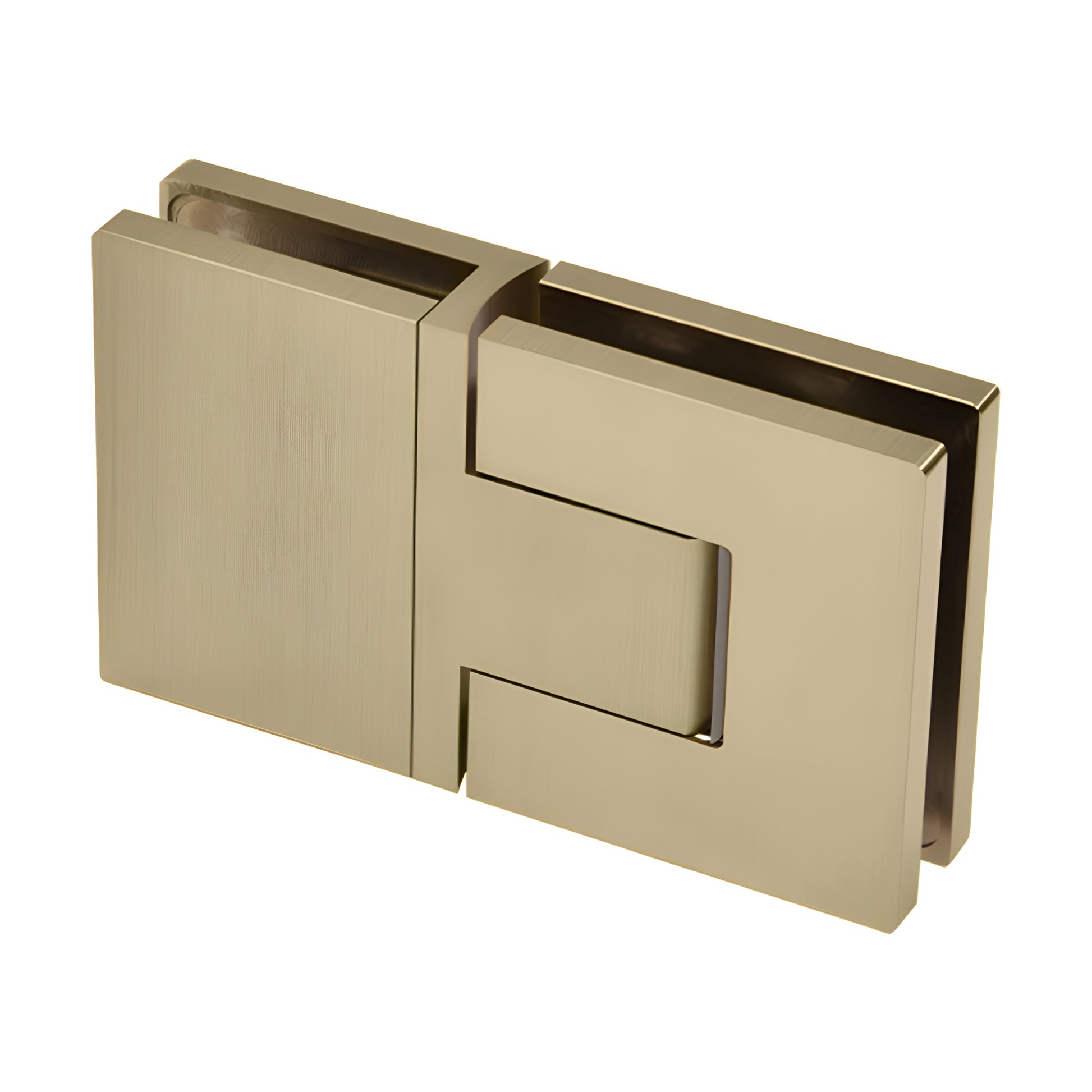 Bellagio concealed square shower door hinge in brushed bronze for 8-10mm glass, supports up to 39" door (SKU BEL380BBRZ)