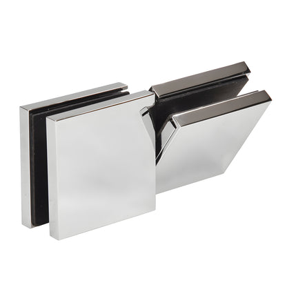 Polished chrome brass Zero Clamp for 3/8-1/2" glass - low-profile concealed frameless shower clamp (SKU CCS4CH)