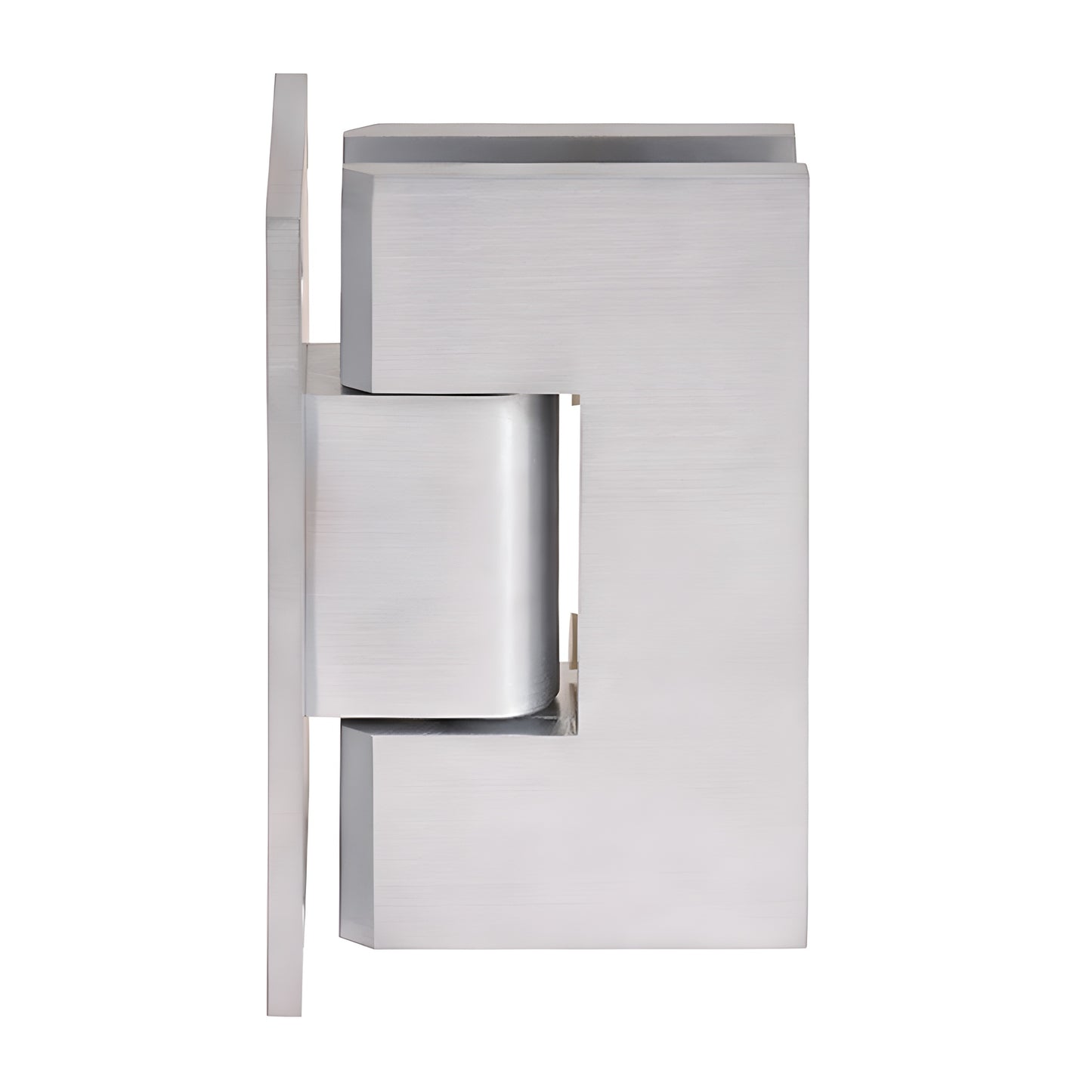 Brushed chrome Vienna glass shower hinge, wall-mount brass full back plate for 3/8-1/2" glass (SKU V1E037BCH)
