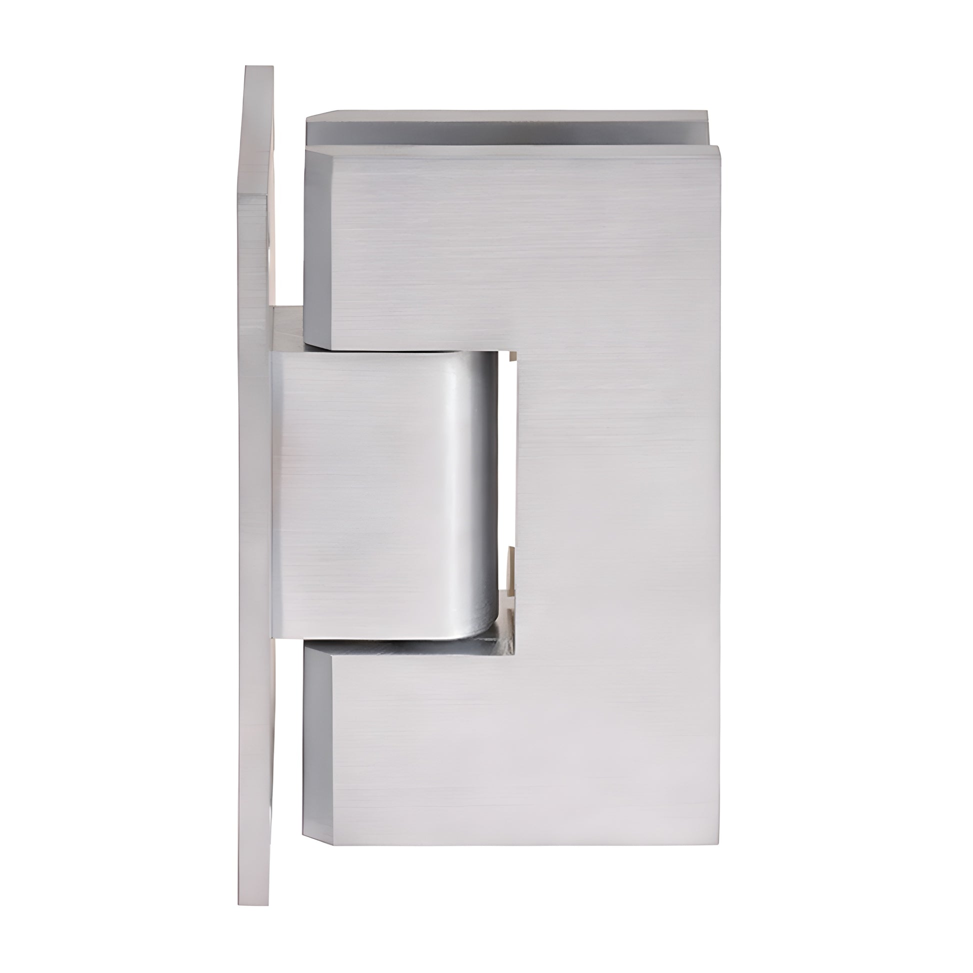 Brushed chrome Vienna glass shower hinge, wall-mount brass full back plate for 3/8-1/2" glass (SKU V1E037BCH)