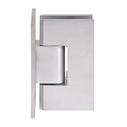 Brushed chrome Vienna glass shower hinge, wall-mount brass full back plate for 3/8-1/2" glass (SKU V1E037BCH)