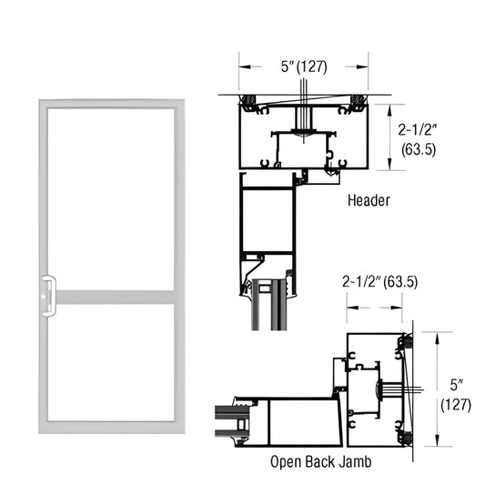 White Kynar hurricane impact door frame SKU 0P71852, air-resistant threshold, geared-hinged single-door profile.