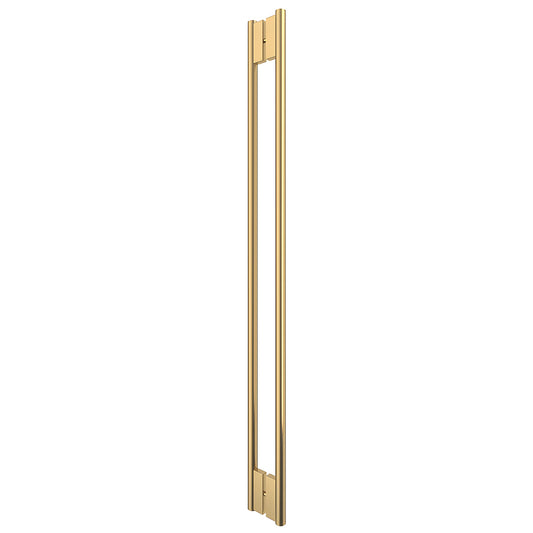 60in C-style tubular shower door handle, satin brass stainless steel, back-to-back concealed glass mount (SKU HPH60CSB)