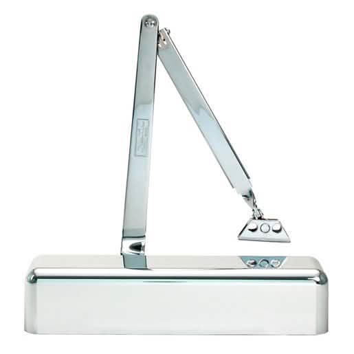 CRL Polished Chrome Door Closer, Adjustable Spring Power Size 1/2-4, Surface Mount