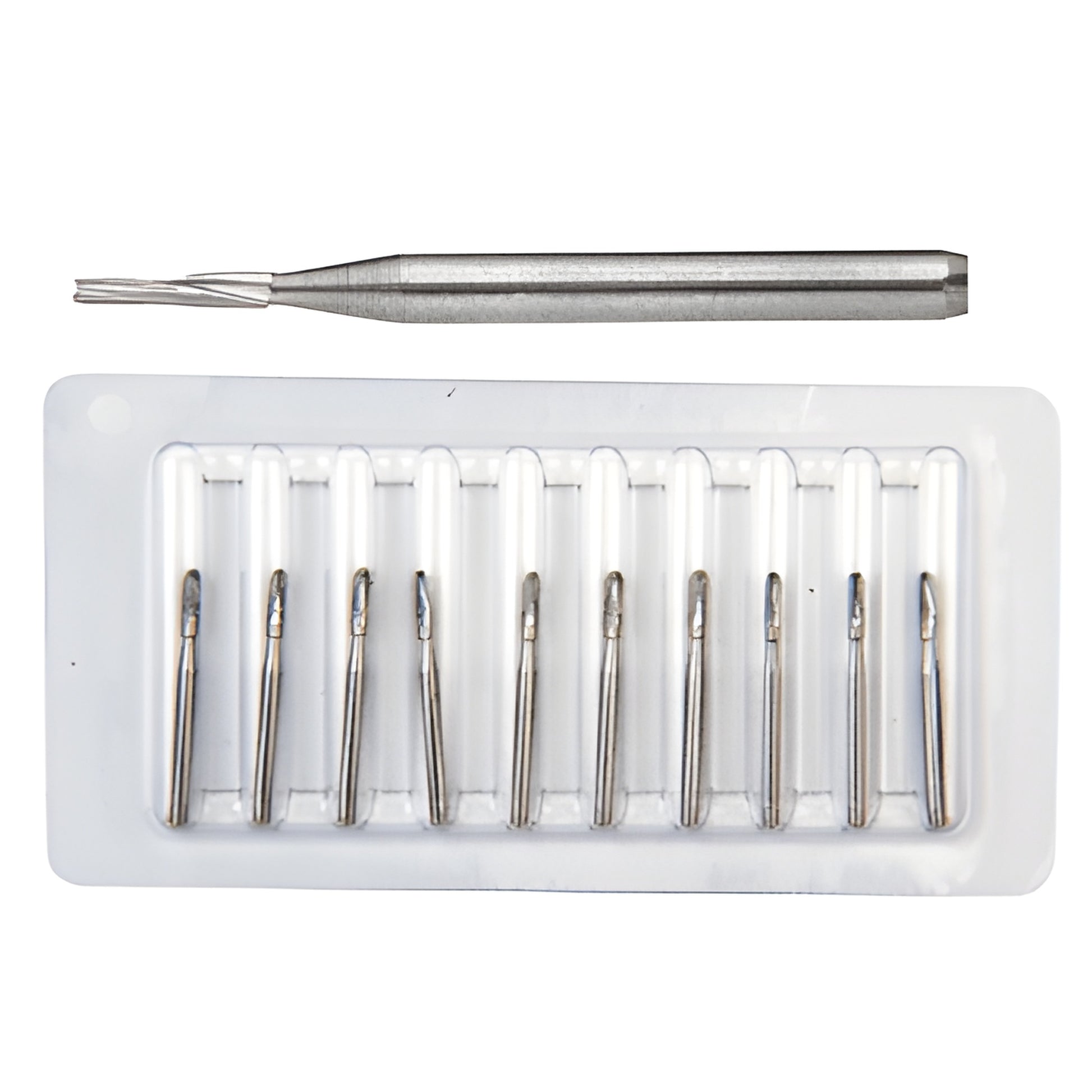 Pack of 10 tapered carbide auger drill bits for windshield repair, 1/16" shank (SKU: DRL2021C)