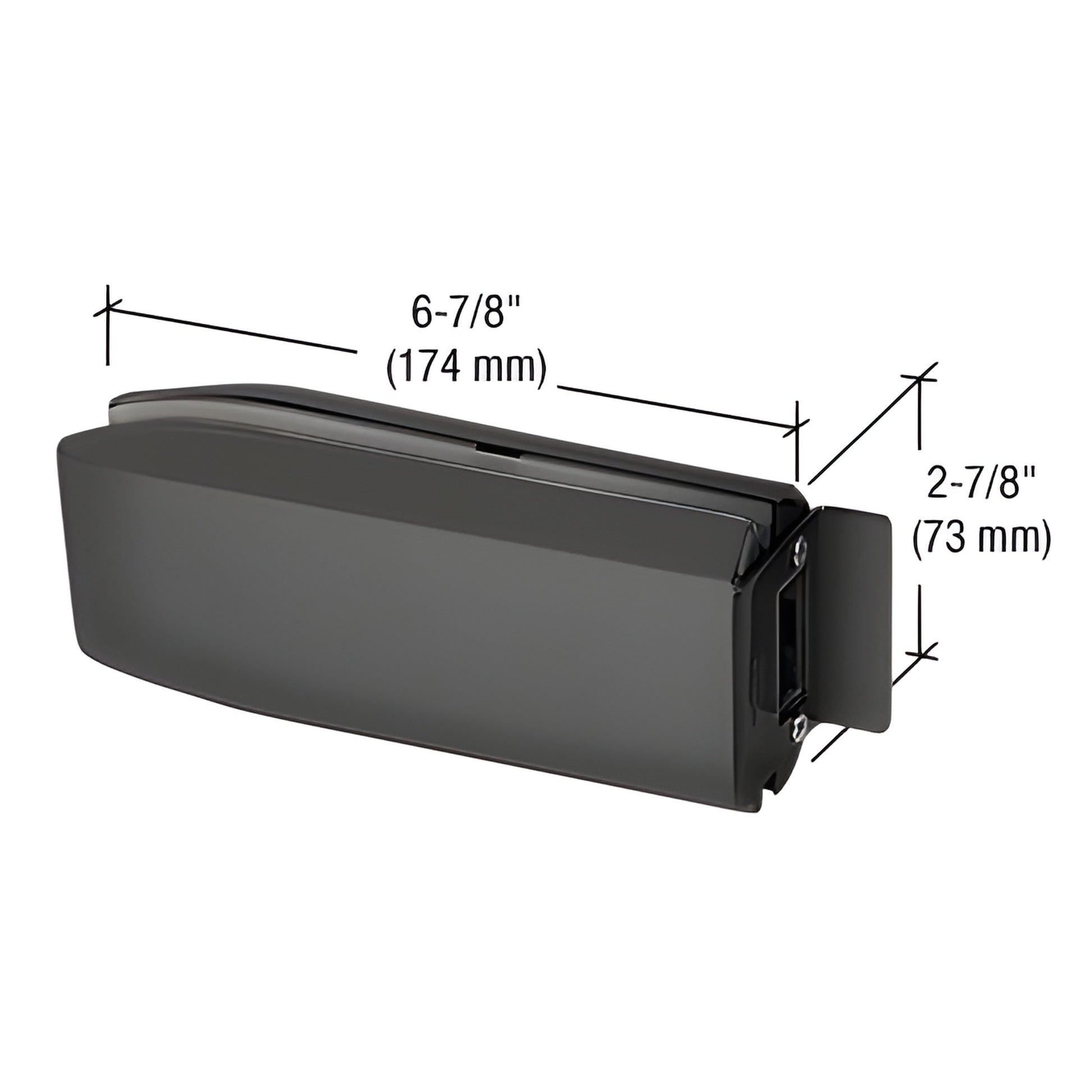 Matte black PTH314 glass-mounted latch keeper for 3/8-1/2 (10-12mm) glass, 6-7/8 x 2-7/8 .