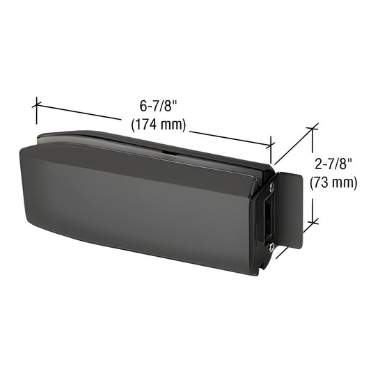Matte black PTH314 glass-mounted latch keeper for 3/8-1/2 (10-12mm) glass, 6-7/8 x 2-7/8 .
