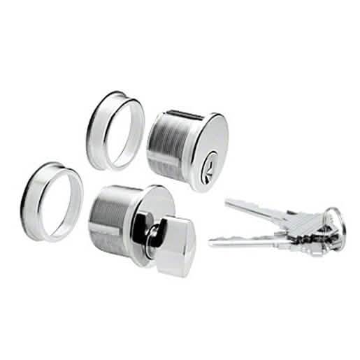 Close-up of CRL Polished Stainless Keyed Cylinder/Thumbturn Combo for secure door locks.