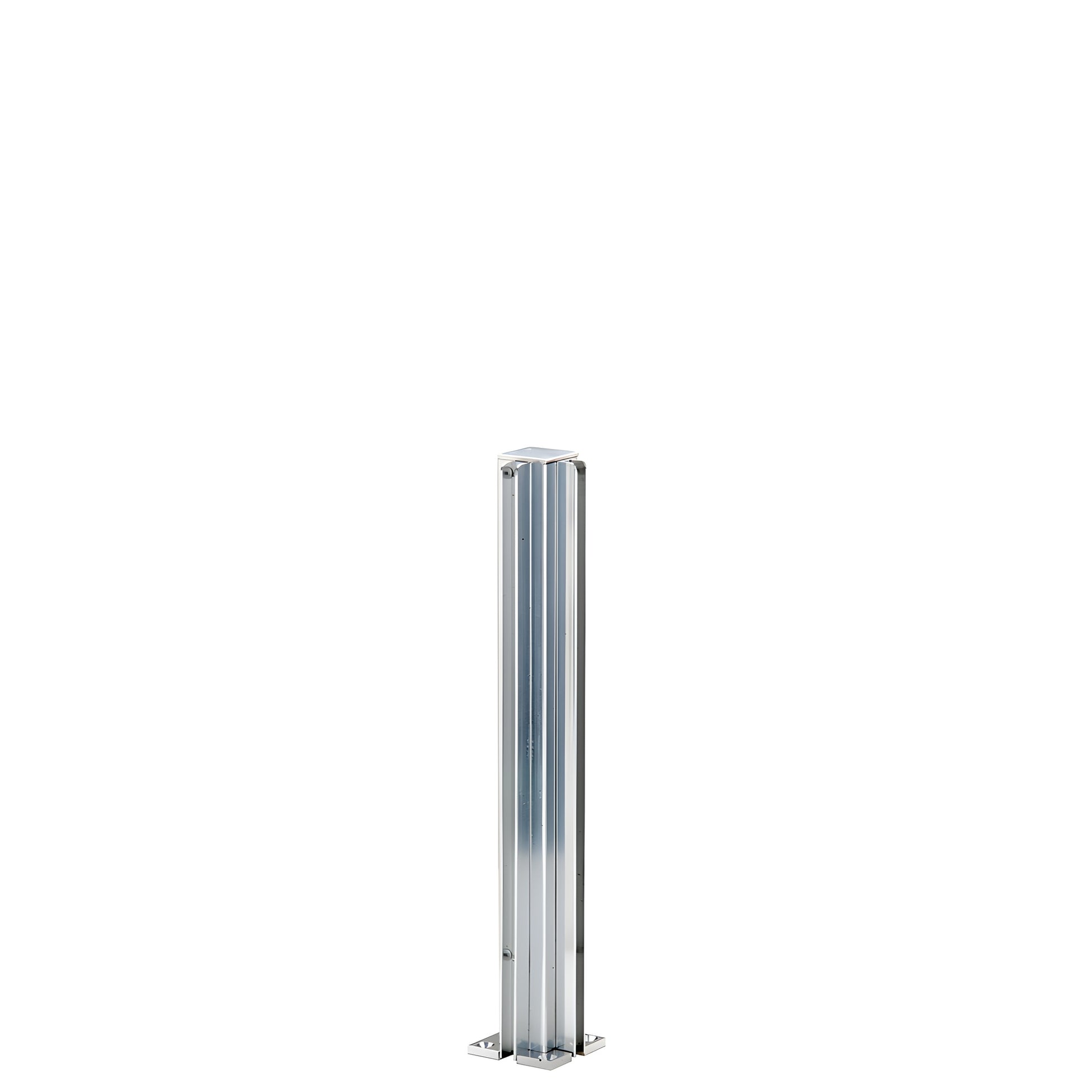 D990BA12CR bright anodized aluminum 12 in. square 90 corner partition post with full-length glazing channels and base
