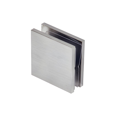 SCU4BCH brushed chrome solid brass square wall-mount clamp for 3/8-1/2 (10-12mm) frameless glass panels.