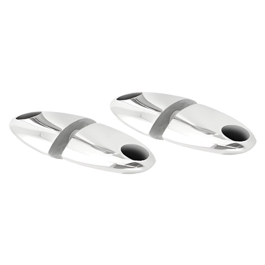 VP2PS polished stainless steel Variant Series replacement mounting posts, chrome oval design, two shown.