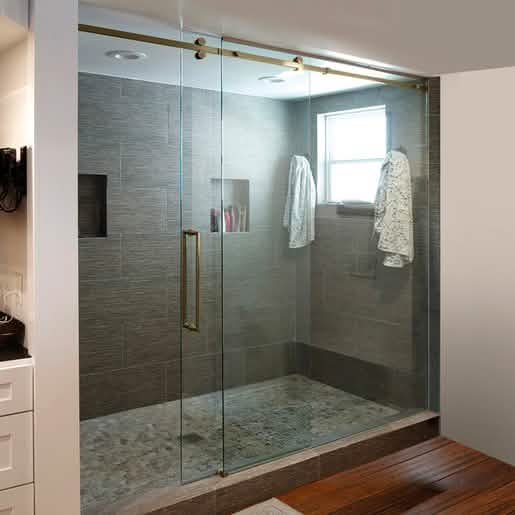 "CRL Brushed Bronze Senior Deluxe Serenity Sliding Shower Door System - Elegant & Modern D