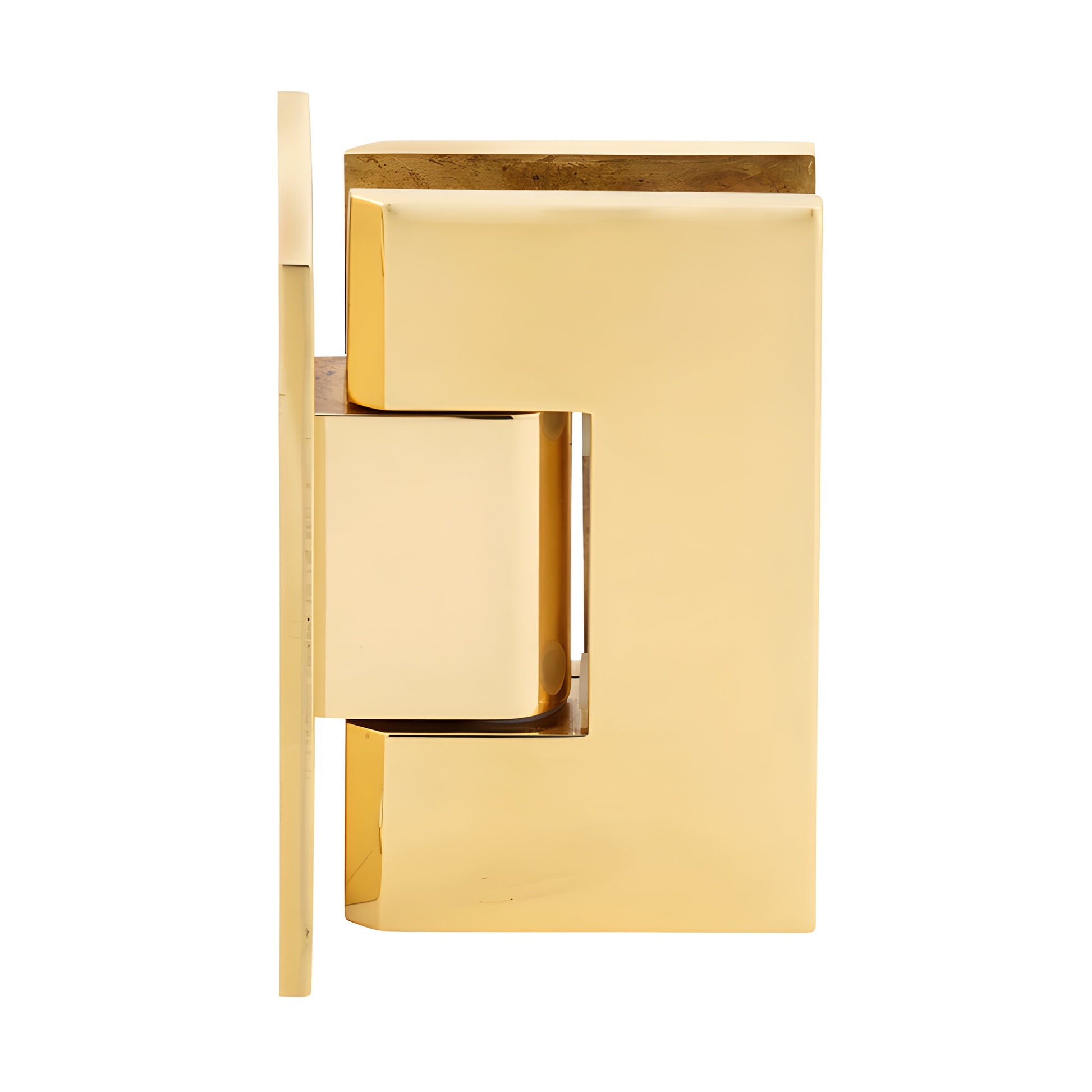 V1E037BR polished brass Vienna shower hinge, solid brass full back plate for 3/8-1/2" (10-12 mm) glass