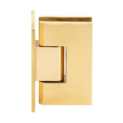 V1E037BR polished brass Vienna shower hinge, solid brass full back plate for 3/8-1/2" (10-12 mm) glass