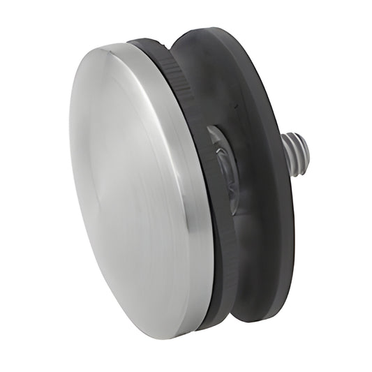 RCAP3BS brushed 316 stainless steel 2 3/8 replacement standoff cap for glass railing, includes gasket and mounting screw.