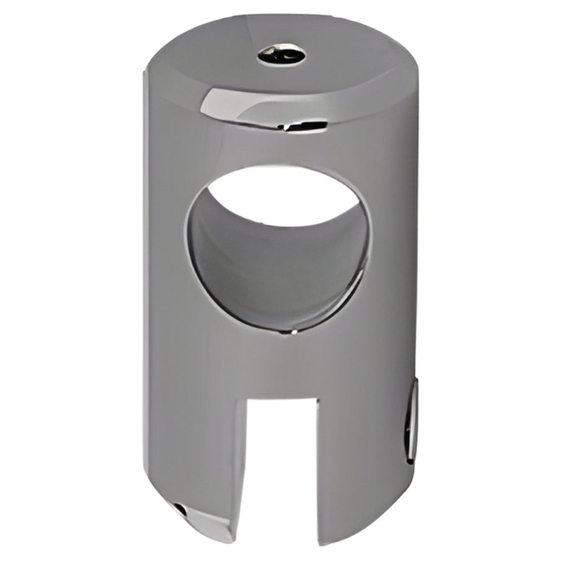 Brushed nickel movable glass bracket (SKU S7BN) for 3/8 to 1/2 in tempered glass, top-mounted through-bar design