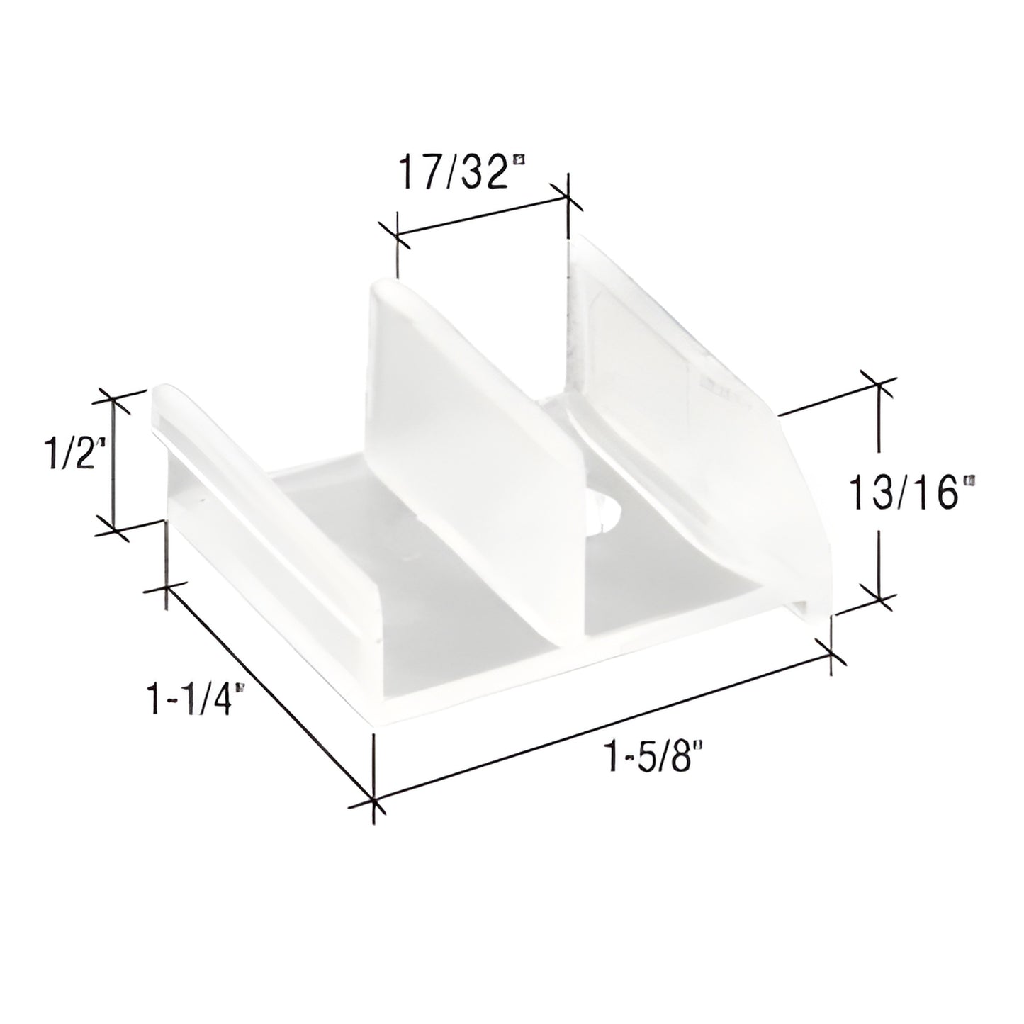 Clear acrylic bottom guide for Sterling sliding tub enclosure, 1-1/4 x 1-5/8, fits 1/2 in rails - SKU M6111