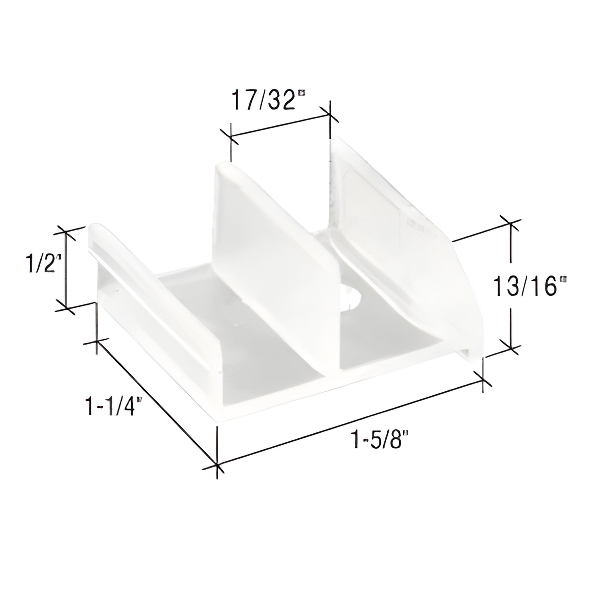 Clear acrylic bottom guide for Sterling sliding tub enclosure, 1-1/4 x 1-5/8, fits 1/2 in rails - SKU M6111