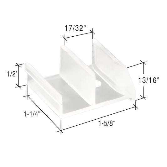 Clear acrylic bottom guide for Sterling sliding tub enclosure, 1-1/4 x 1-5/8, fits 1/2 in rails - SKU M6111