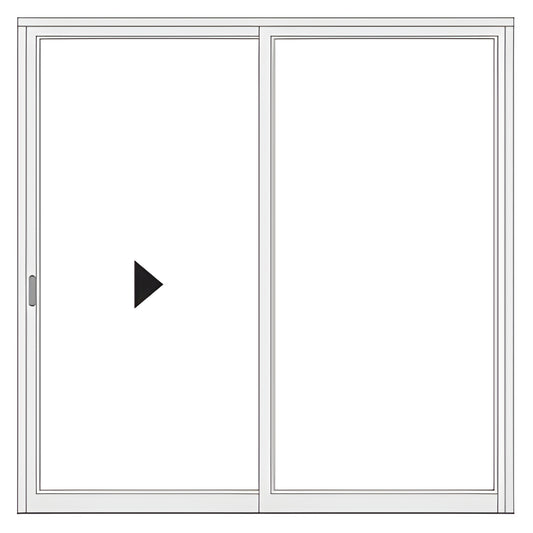 SD20011 clear anodized narrow-stile 2-panel interior sliding glass entrance door with flush finger pull (left panel slides)