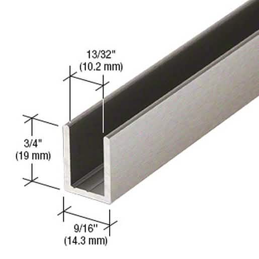 CRL Brushed Nickel Shower Door U-Channel, 3/8" Fixed Panel, 95" Length, Sleek Design