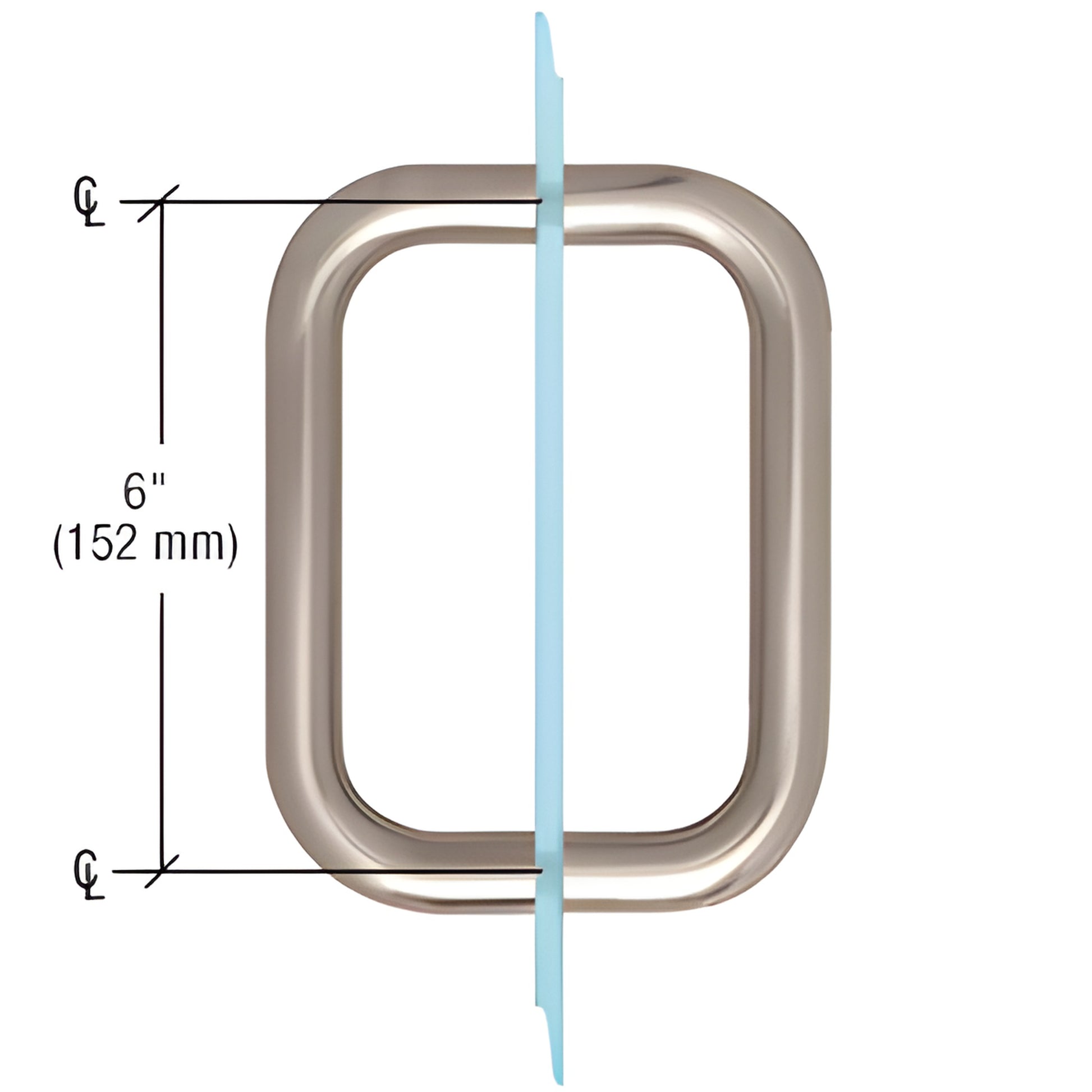CRL BMNW6X6BN brushed-nickel 3/4" tubular back-to-back pull handle, 6" center-to-center for glass/shower doors