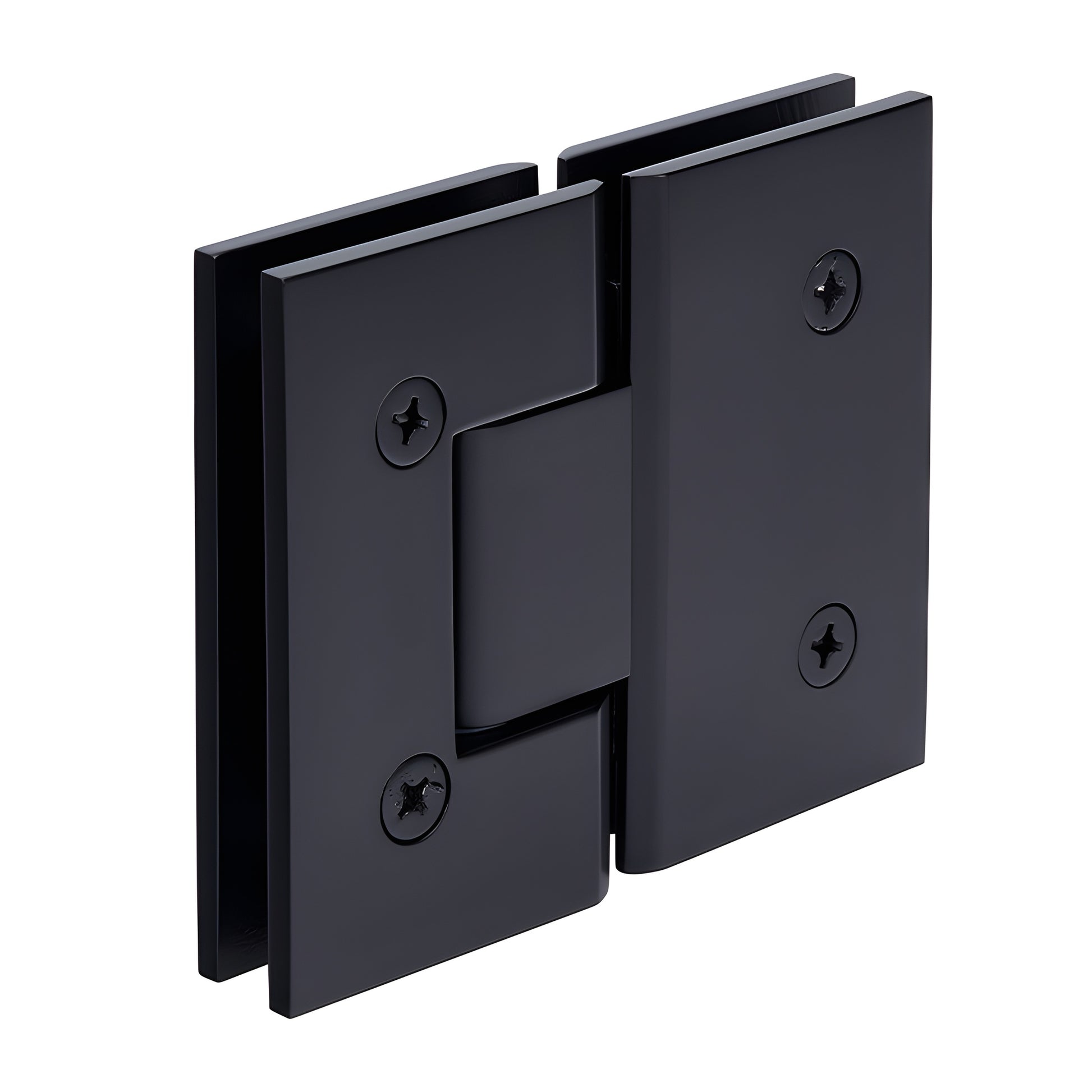 Matte black Vienna glass-to-glass shower hinge (V1E180MBL), solid brass, 180 swing for 10-12mm glass