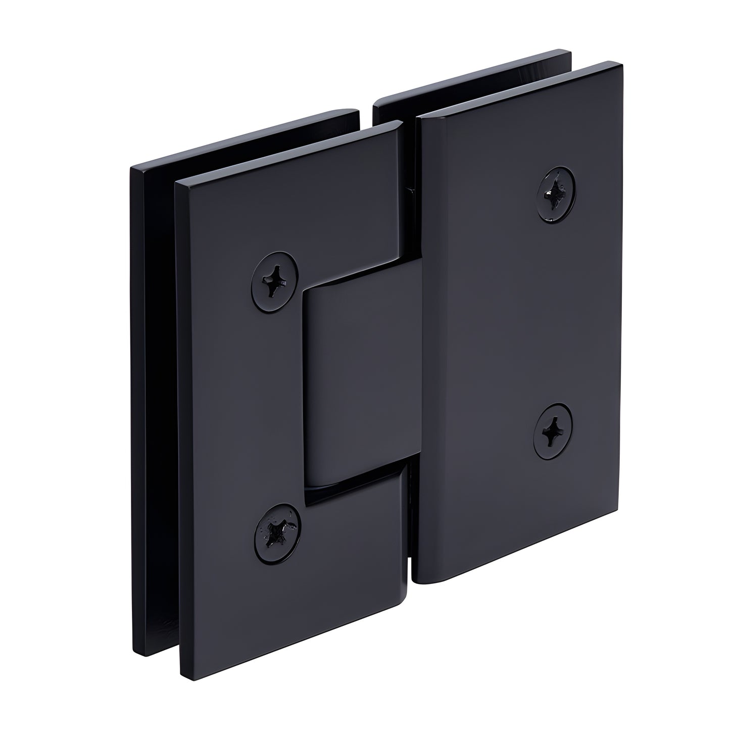 Matte black solid-brass Vienna shower hinge V1E580MBL, squared style for 3/8-1/2 tempered glass
