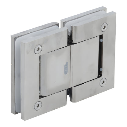 H8215BTSN satin nickel aluminum glass-to-glass oil-dynamic hinge, self-closing for 8-14mm frameless glass.