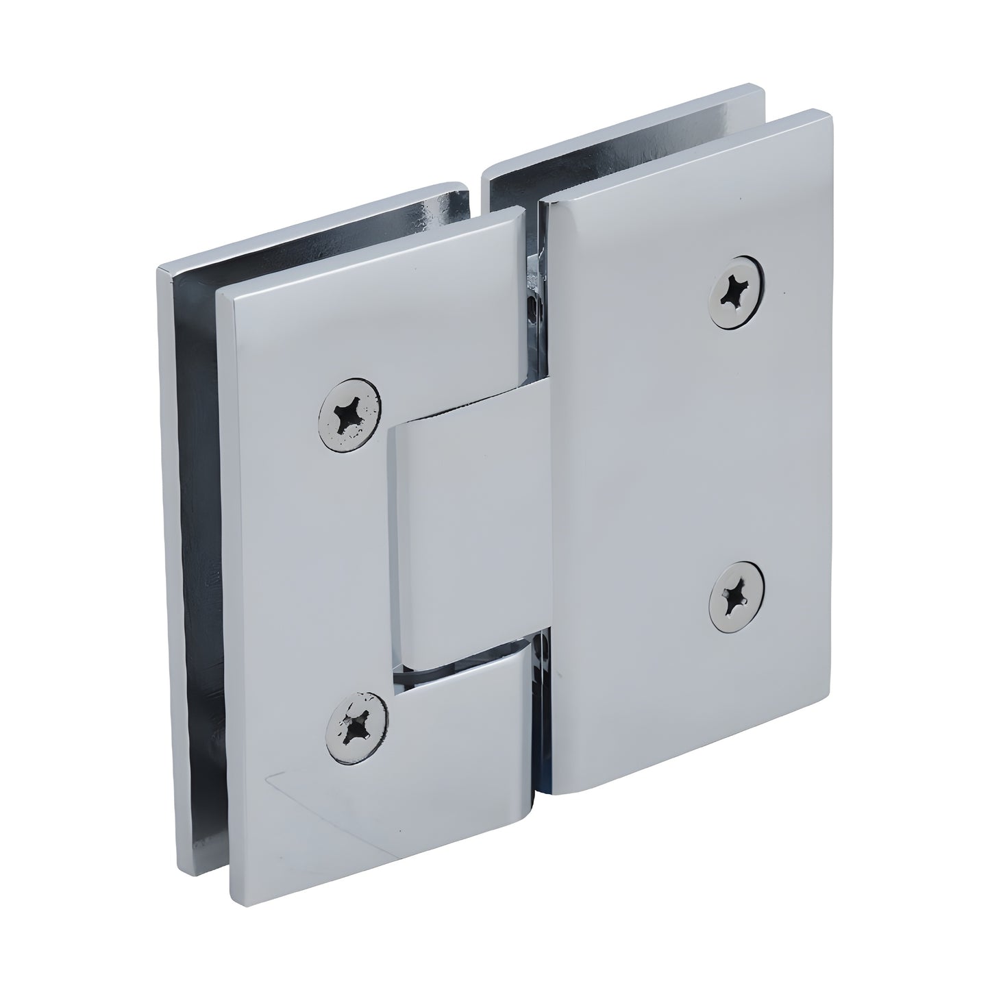 CRL Vienna V1E180CH polished chrome glass-to-glass shower hinge, square brass design for 3/8-1/2" tempered glass