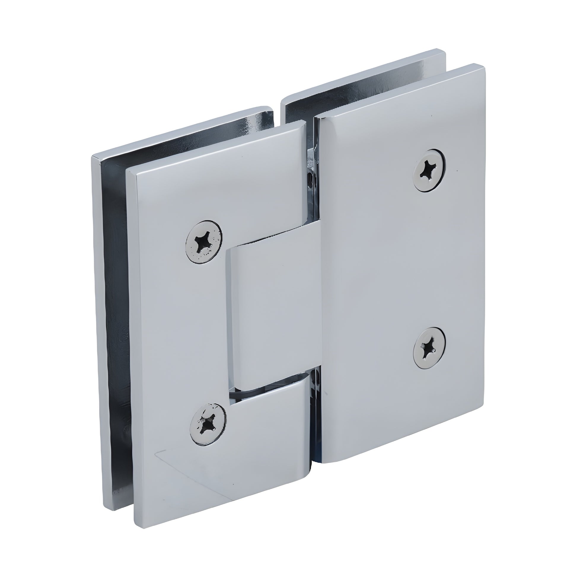 CRL Vienna V1E180CH polished chrome glass-to-glass shower hinge, square brass design for 3/8-1/2" tempered glass