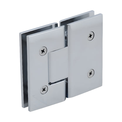 CRL Vienna V1E180CH polished chrome glass-to-glass shower hinge, square brass design for 3/8-1/2" tempered glass