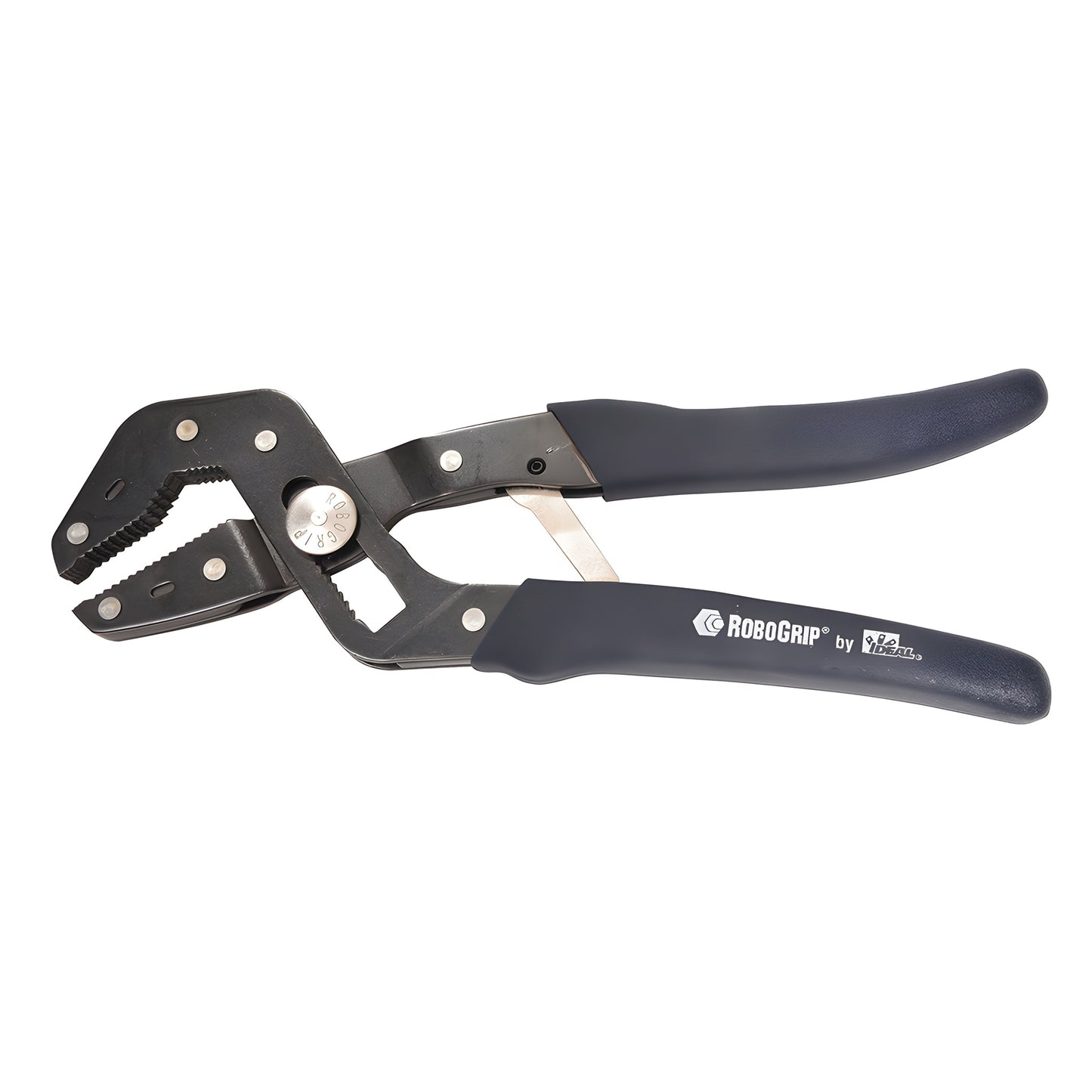 Robo-Grip RBG10M 10 in self-adjusting curved-jaw pliers with textured matte handles and serrated black jaws