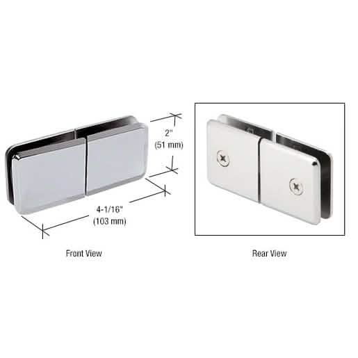 Polished chrome square beveled transom clamp for 180º glass-to-glass connections.