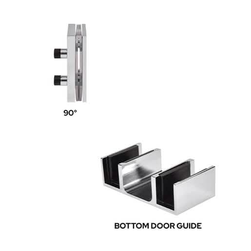 CRL Stainless Steel 90° Accessory & Bottom Guide for Brixen Sliding Shower Door Kit