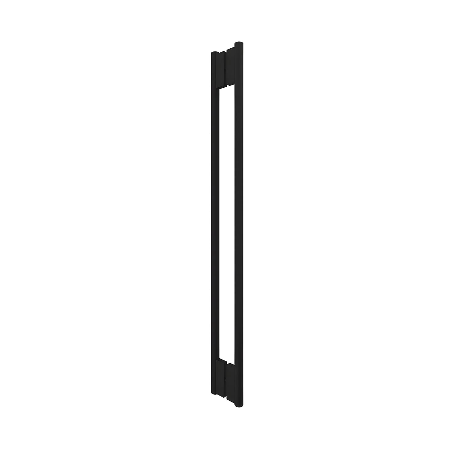 Matte black 48" C-style tubular shower door handle, stainless steel, back-to-back mount for 3/8" glass (SKU HPH48CMBL)
