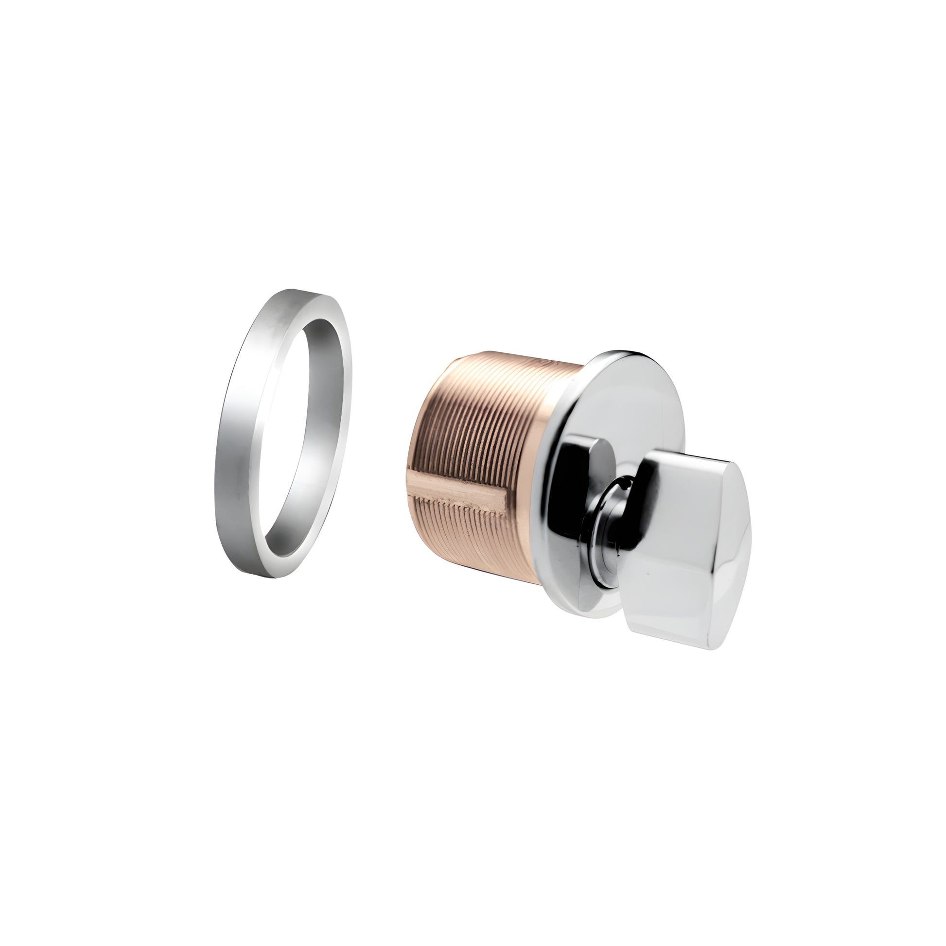 DRA60PS mortise thumbturn cylinder - polished stainless thumbturn and ring, solid brass 5 pin, 1 inch length.