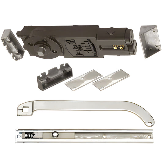 CRL Jackson 21201P62801 overhead concealed door closer kit, aluminum finish with P offset slide arm and mounting hardware