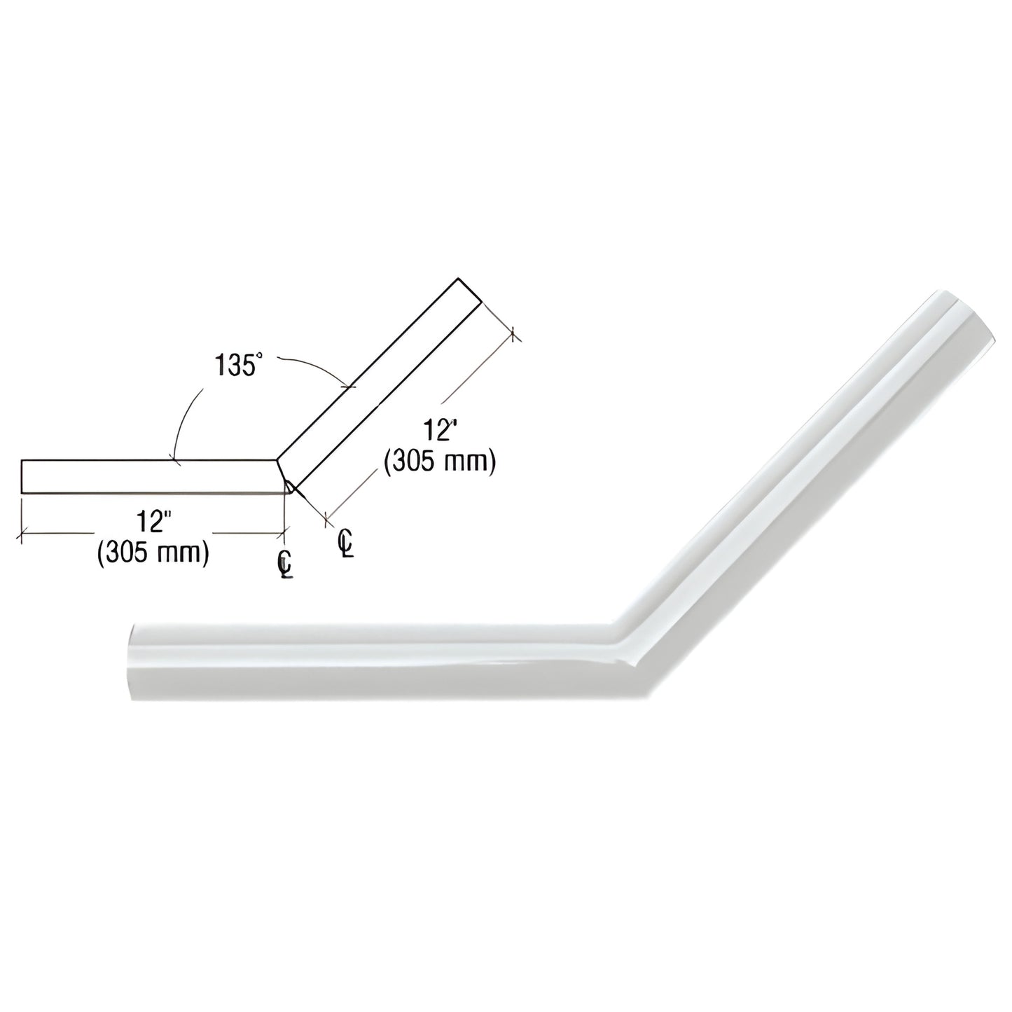 AR35S 135 aluminum handrail corner, 1-1/2 (38mm) tube, silver metallic, 12 legs, powder-coated