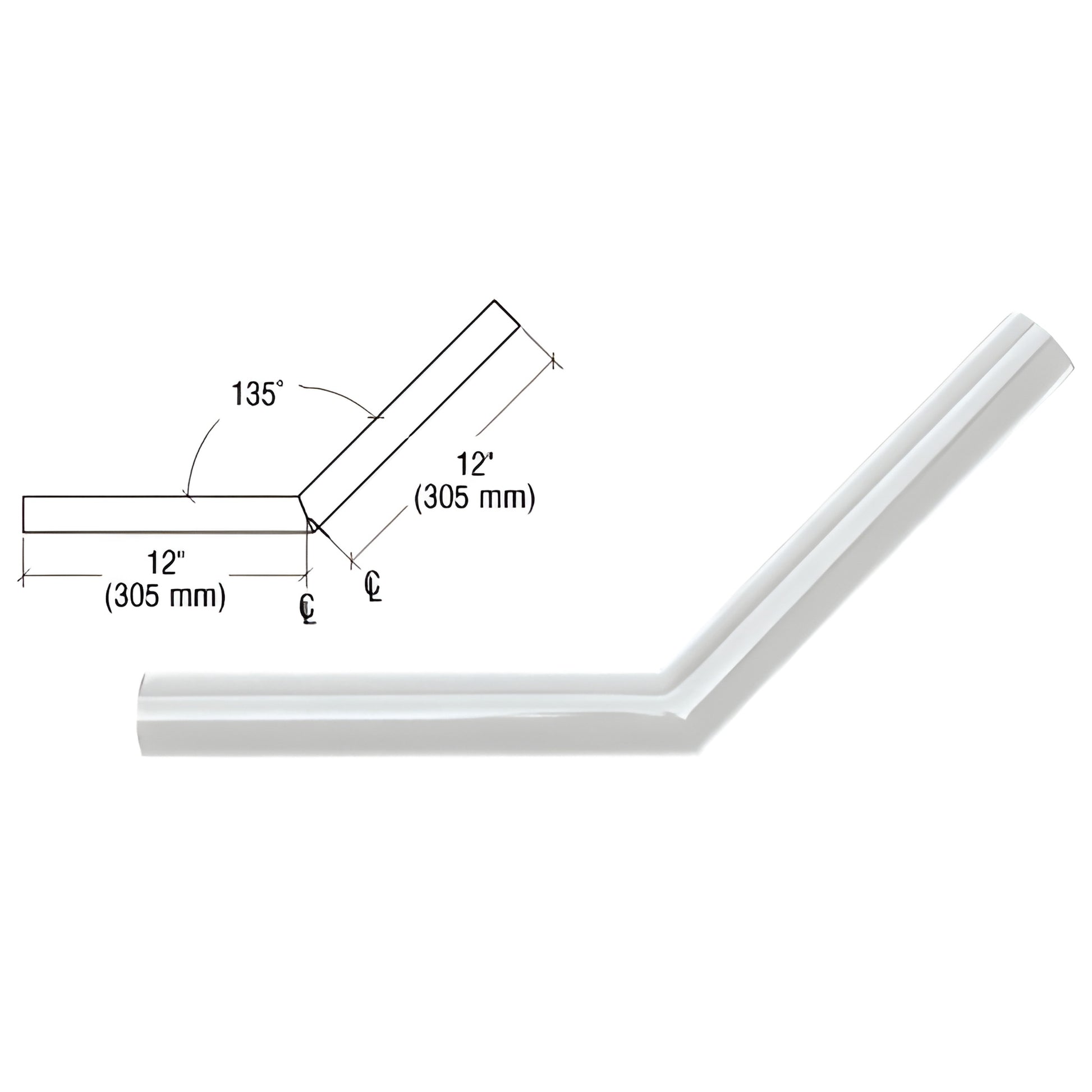 AR35S 135 aluminum handrail corner, 1-1/2 (38mm) tube, silver metallic, 12 legs, powder-coated