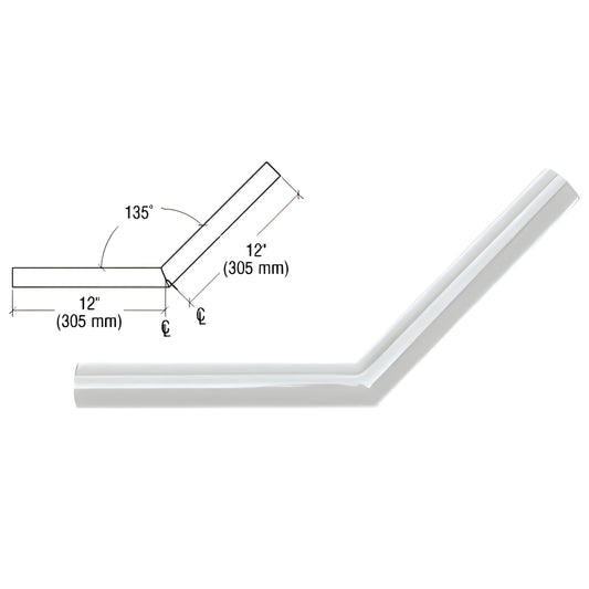 AR35S 135 aluminum handrail corner, 1-1/2 (38mm) tube, silver metallic, 12 legs, powder-coated