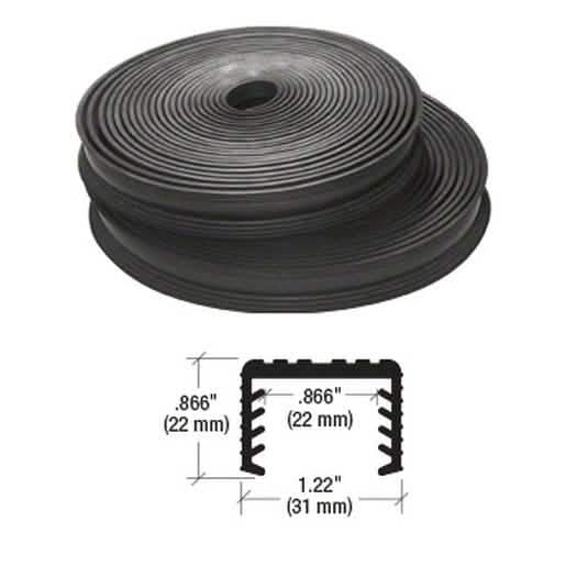 CRL Black Rubber LR20 Cap Rail Insert for 25.52mm Glass - 100' Roll