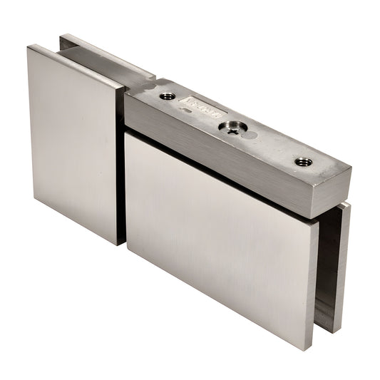 Cardiff CAR07BN brushed-nickel brass pivot hinge for 8-10mm tempered glass, squared design for frameless showers