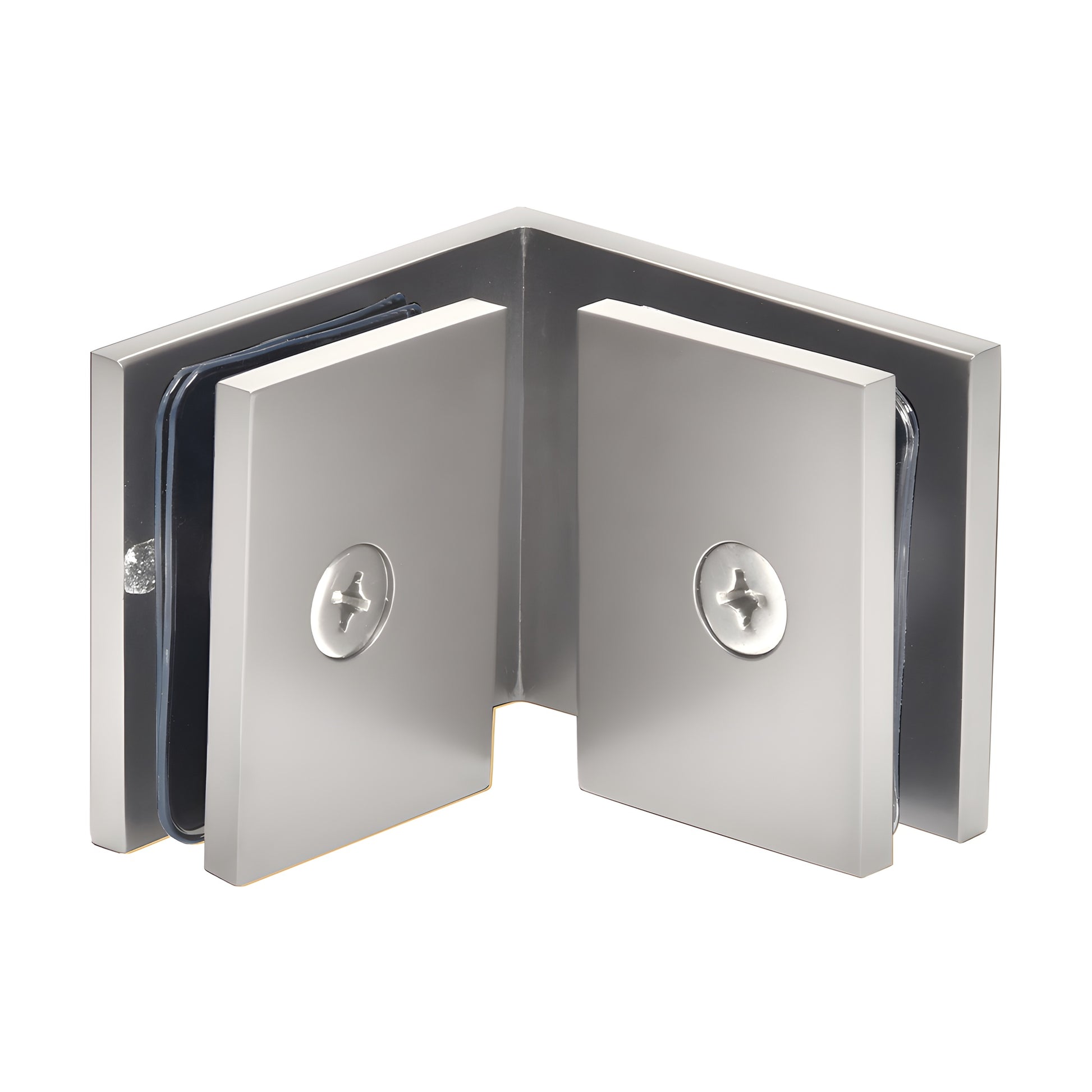 SGC90SN square 90 glass-to-glass clamp, satin nickel finish, solid brass, for 10-12mm frameless shower glass