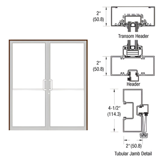 FR92822 black bronze anodized transom frame for 72x84 double door with tubular jambs and aluminum threshold.