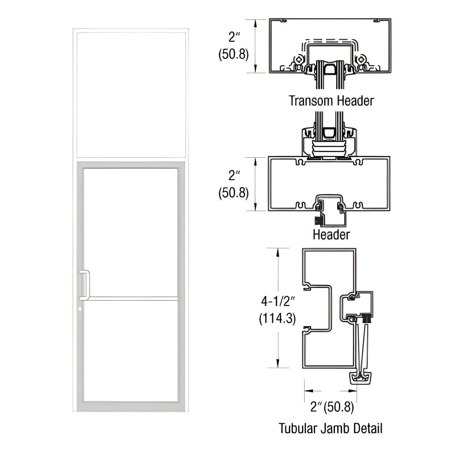 White Kynar gear-hinge transom frame with tubular jambs and aluminum threshold, SKU FR91852, dimensional diagram.