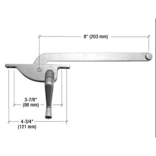 CRL Aluminum 8\" Left Hand Teardrop Casement Window Operator - Durable & Efficient
