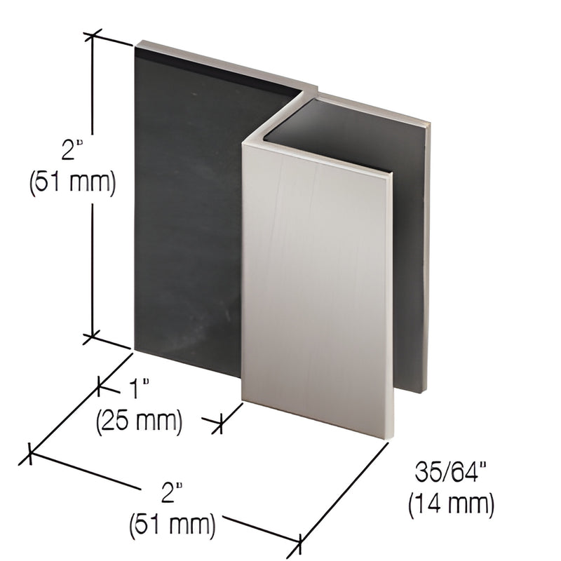 Brushed nickel square brass shower door stop for 1/2" (12 mm) glass - SKU DS12SQ1BN