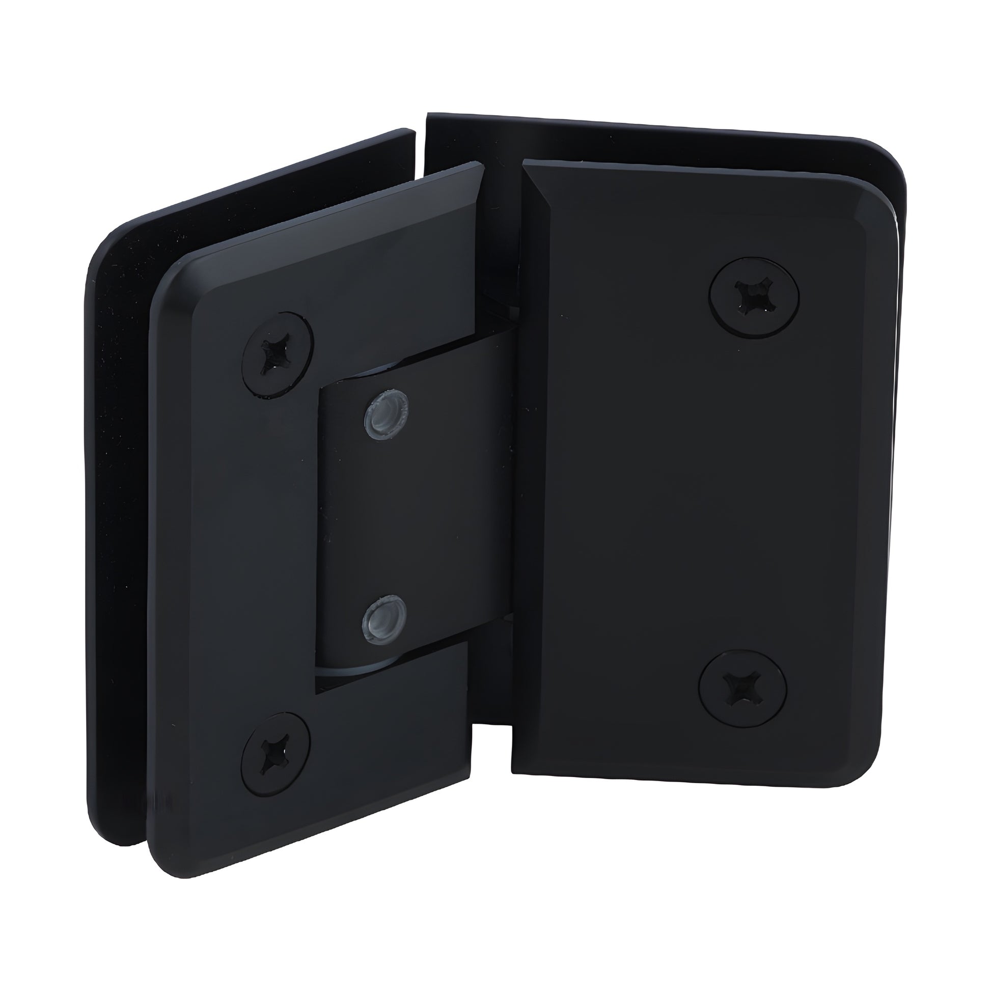 P1N3450RB oil rubbed bronze adjustable glass to glass shower hinge, beveled brass Pinnacle series, 135 option